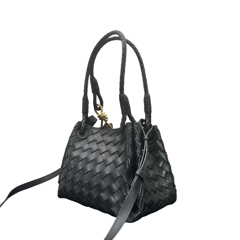 Bottega Black Woven Leather Bag