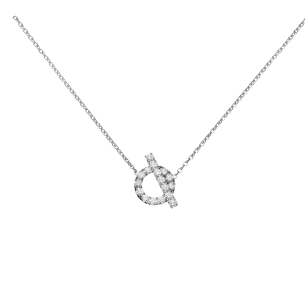 HERMES Silver Toggle Pendant Necklace
