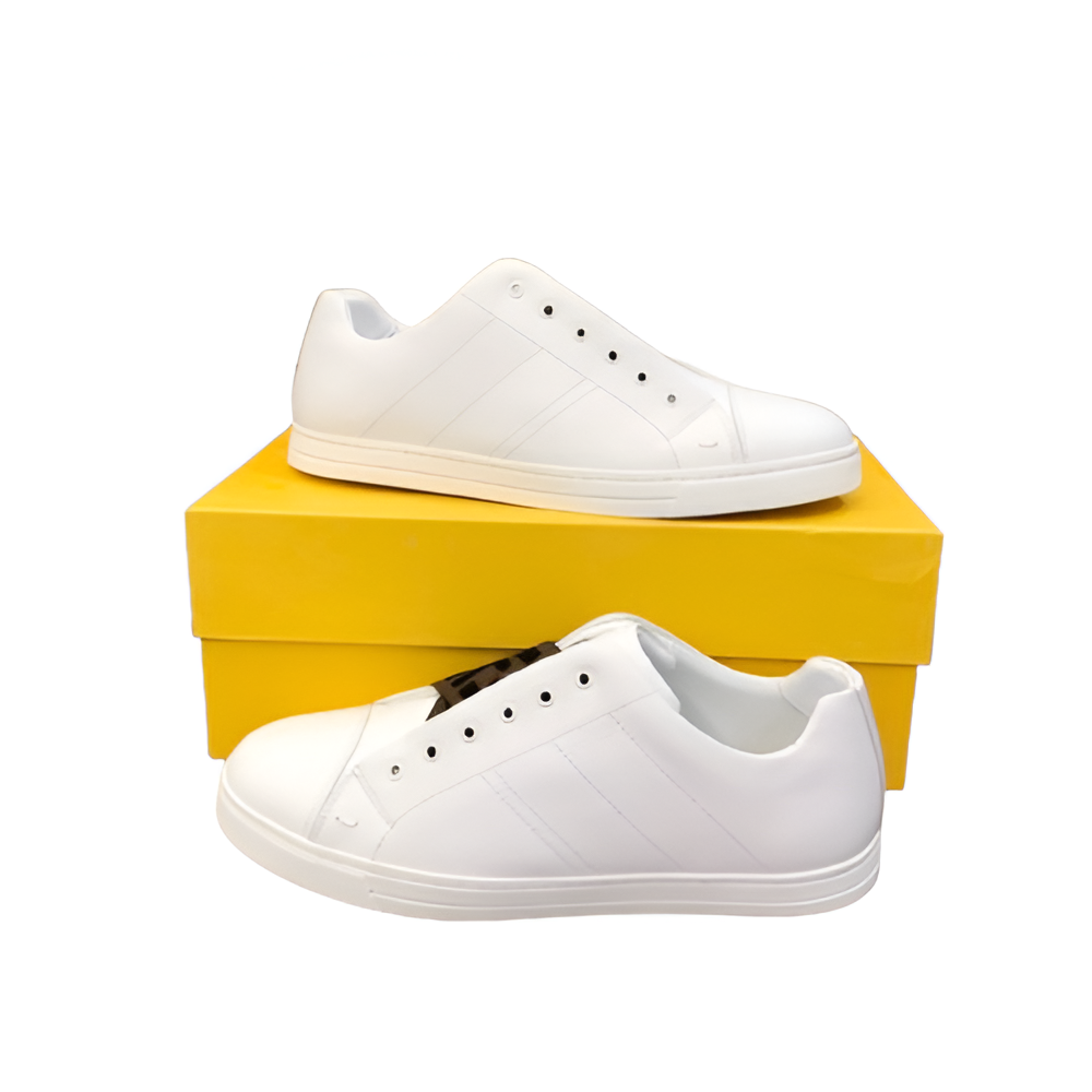 Fendi White Men's Sneakers with Signature Logo Strap