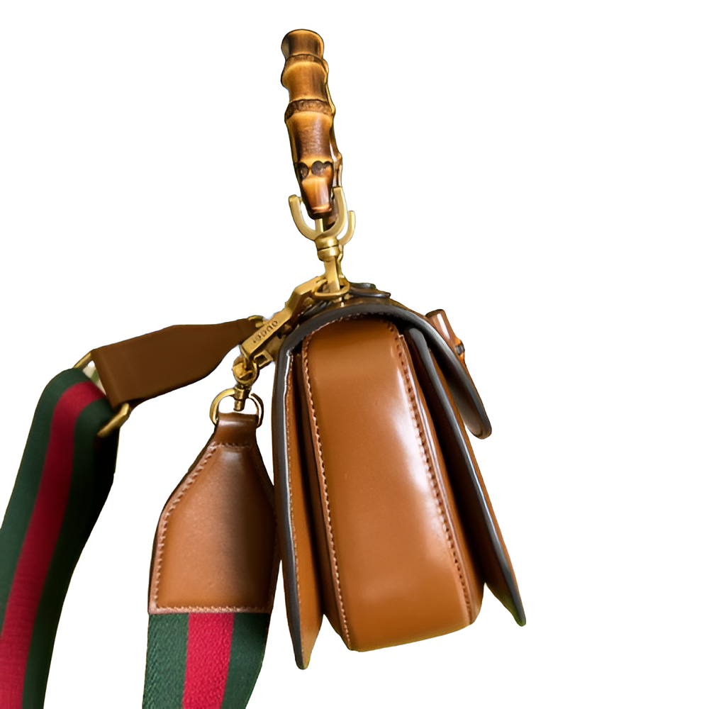 GUCCI Brown Leather Bamboo Handle Bag