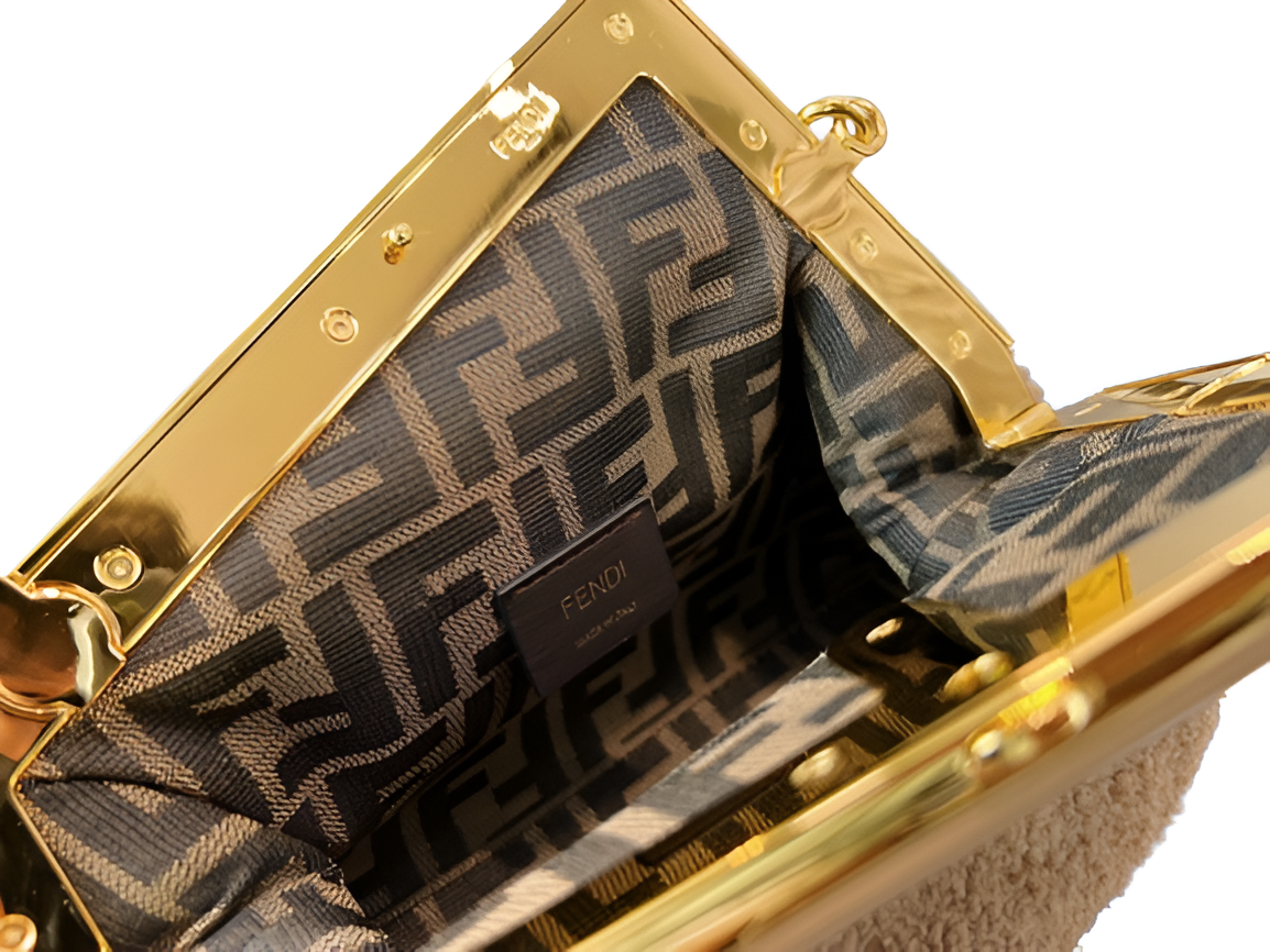 Fendi Beige Shearling Shoulder Bag