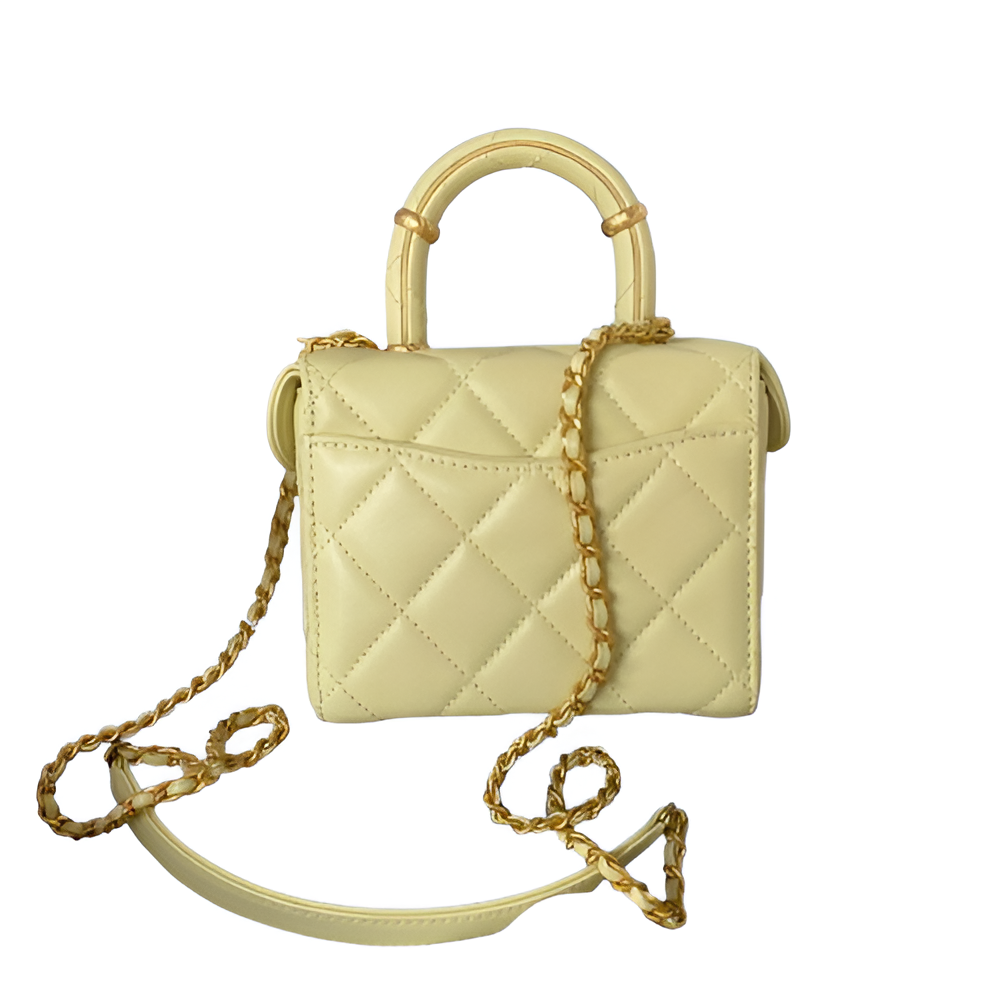 CHANEL Quilted Yellow Mini Tote Bag