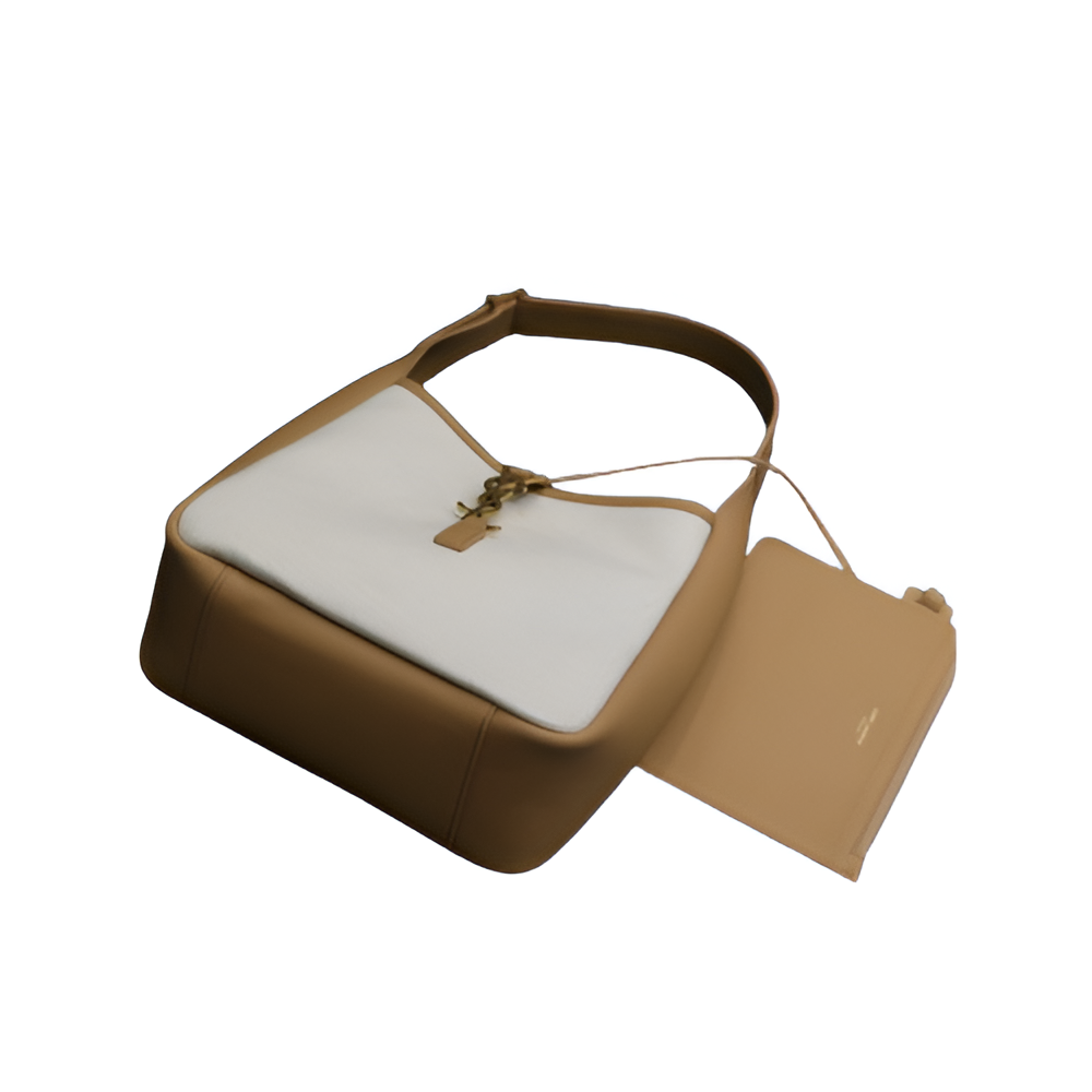 YSL Two-Tone Leather and Canvas Hobo Bag with Pouch