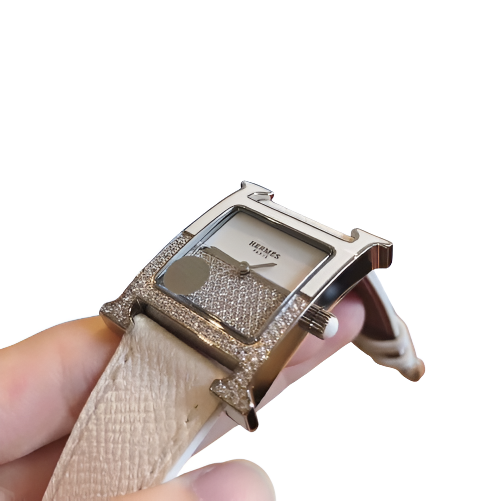 Hermes White Diamond Accent Watch - White Strap