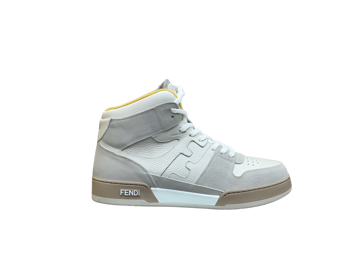 Fendi Men's High-Top Grey & White Sneakers