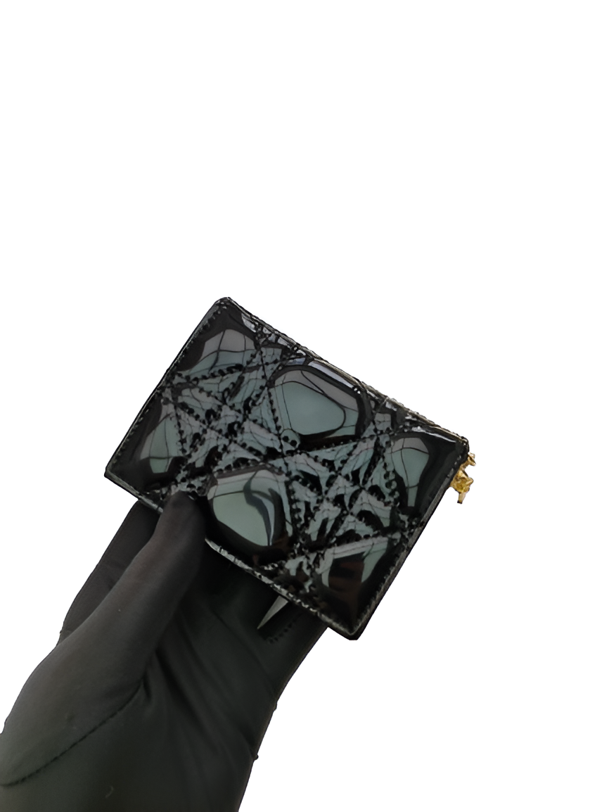 Dior Black Patent Leather Card Holder