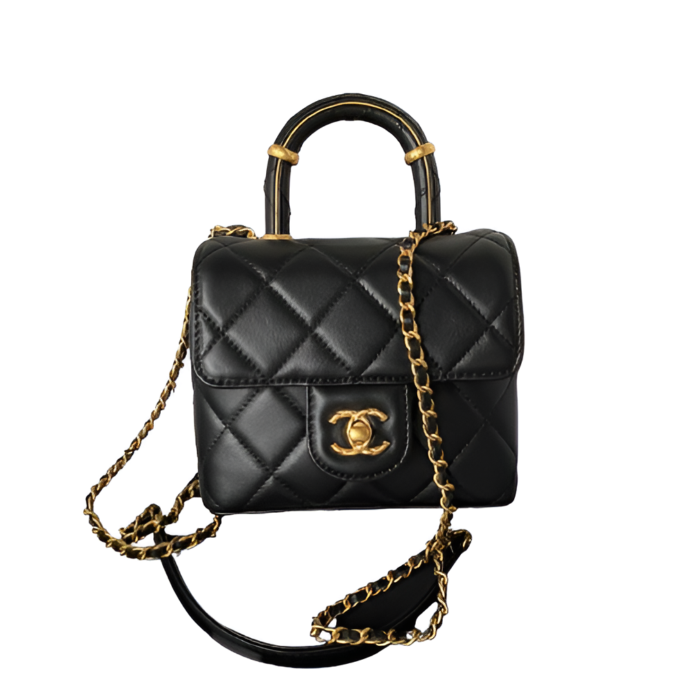 CHANEL Quilted Black Mini Tote Bag