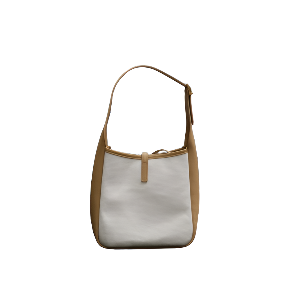 YSL Two-Tone Leather and Canvas Hobo Bag with Pouch