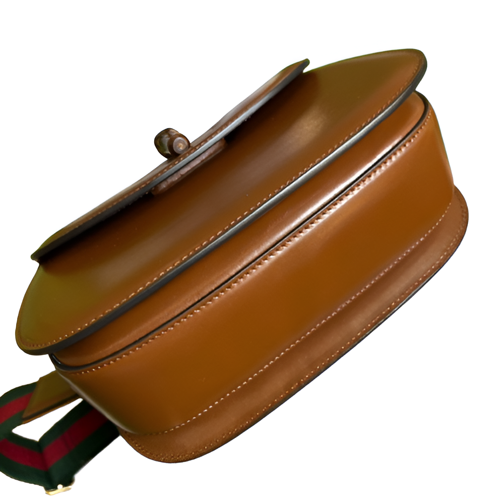 GUCCI Brown Leather Bamboo Handle Bag