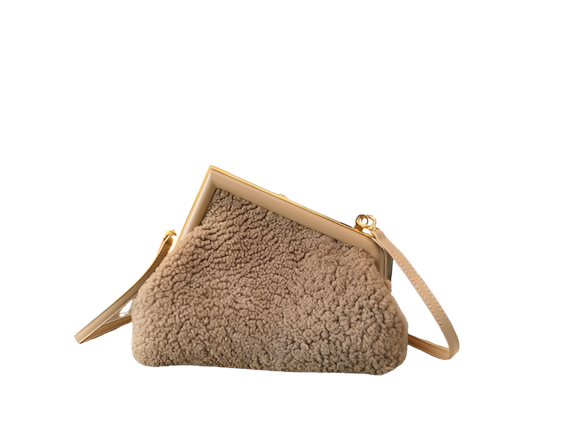Fendi Beige Shearling Shoulder Bag