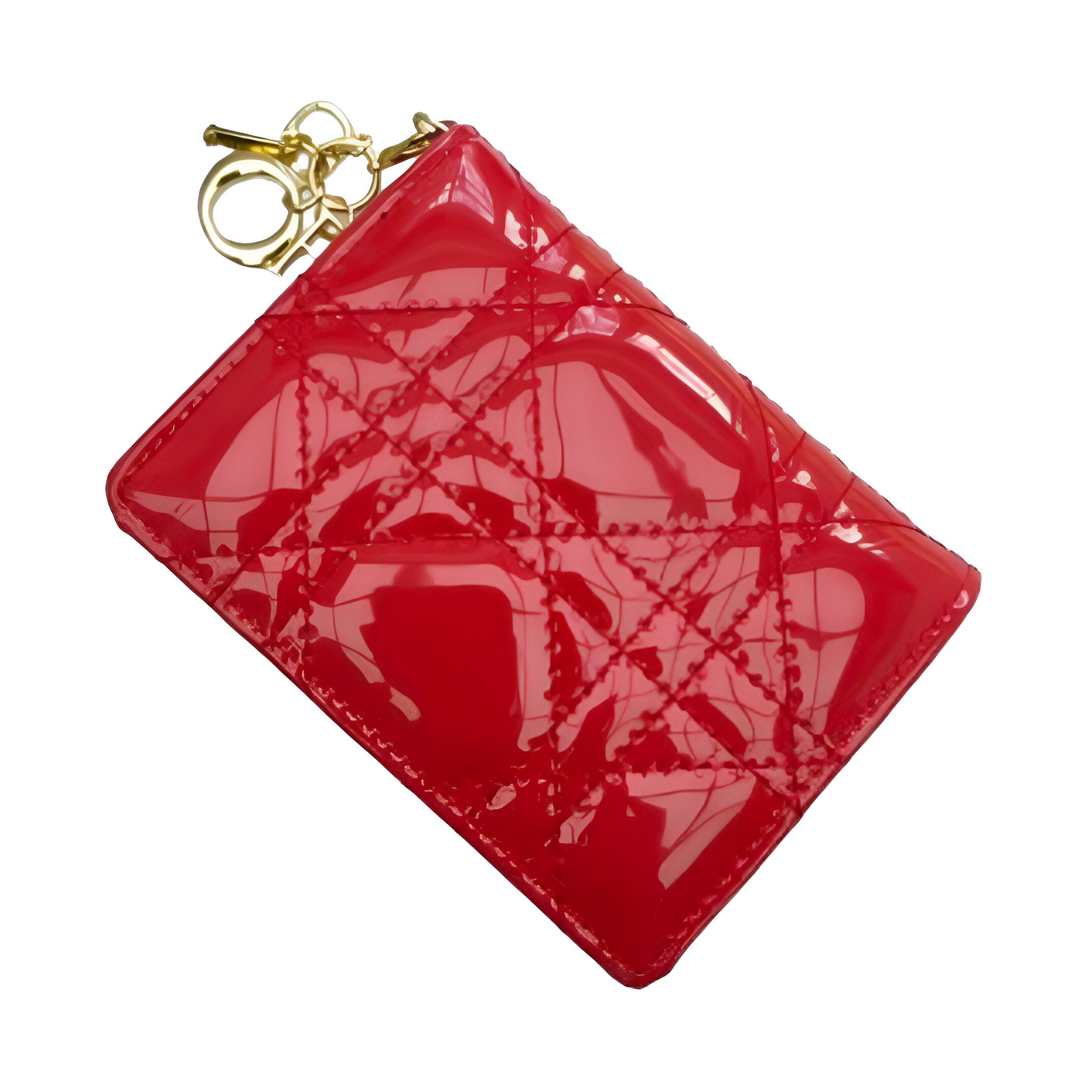 Dior Red Patent Leather Card Holder