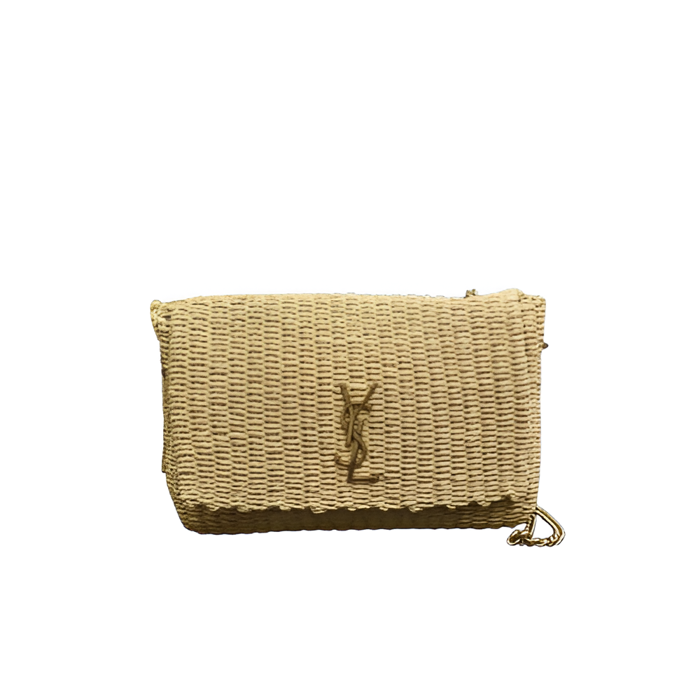 YSL Beige Woven Clutch Bag