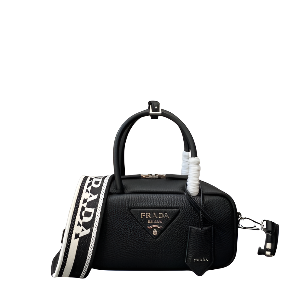 Prada Black Leather Mini Duffle Bag