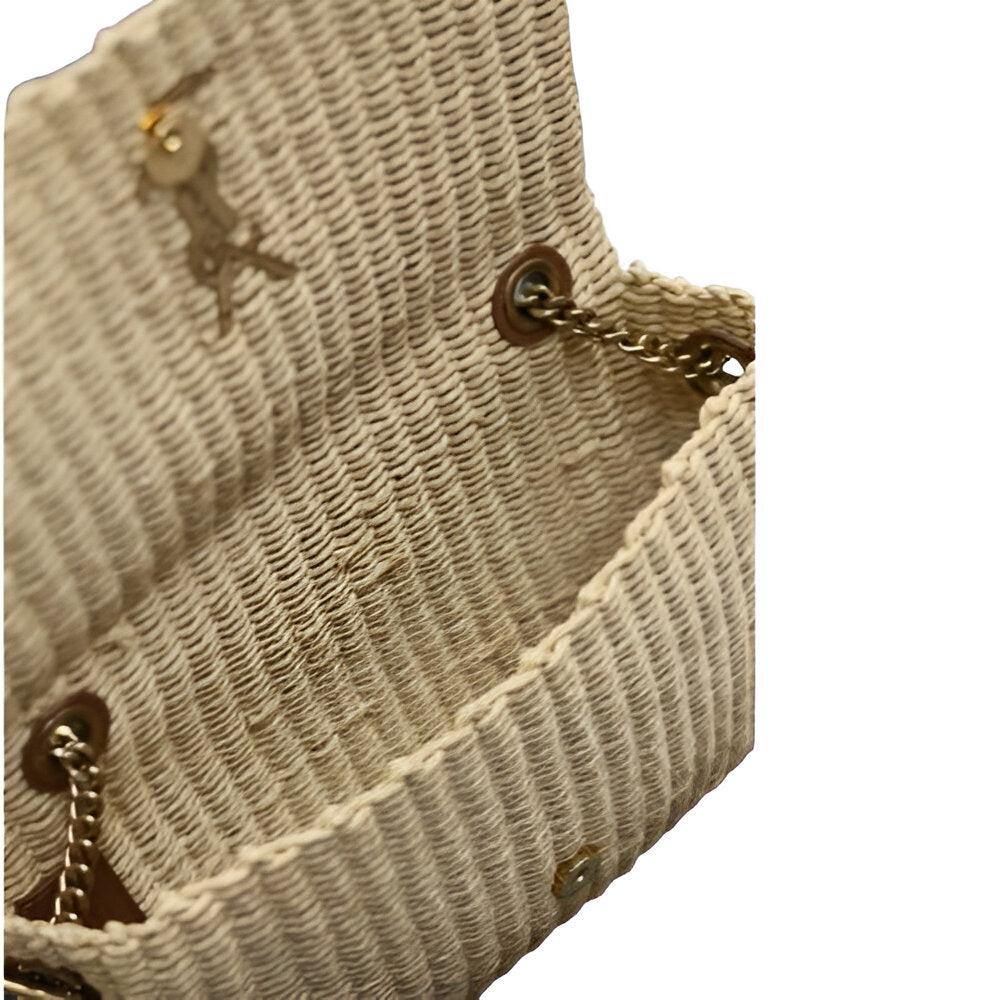 YSL Beige Woven Clutch Bag
