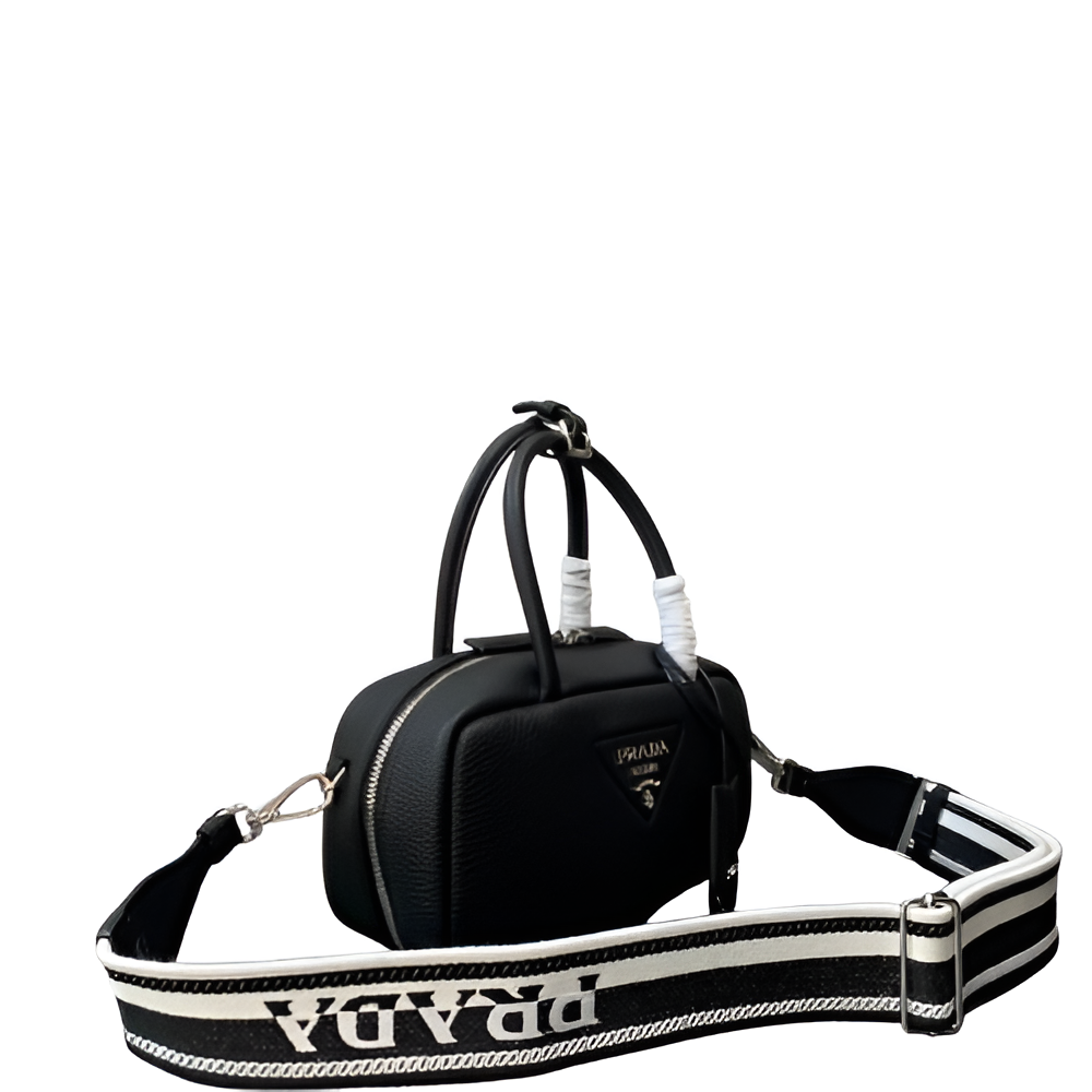 Prada Black Leather Mini Duffle Bag