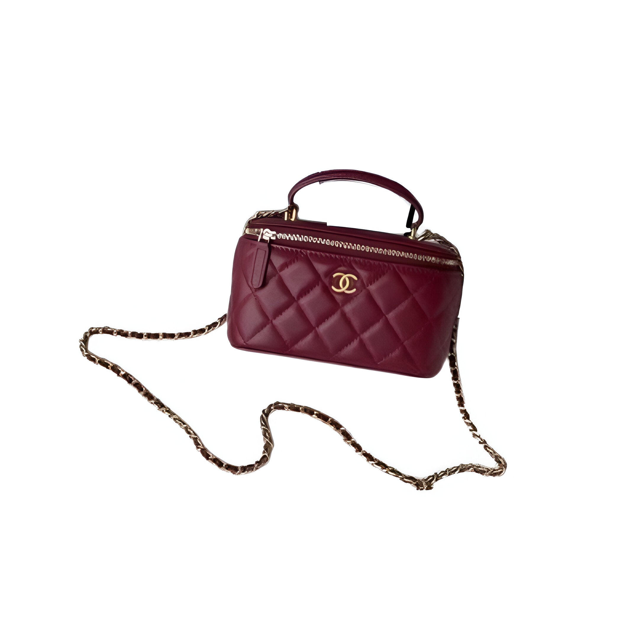 CHANEL Quilted Maroon Camera Bag