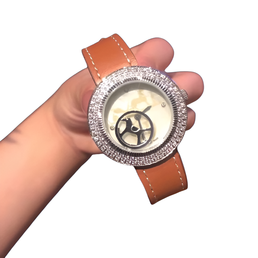 Hermes Dual Round Dial Watch Set - Brown Leather Straps