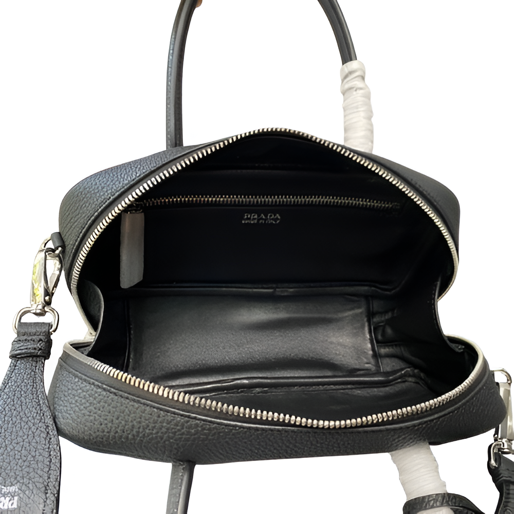 Prada Black Leather Mini Duffle Bag