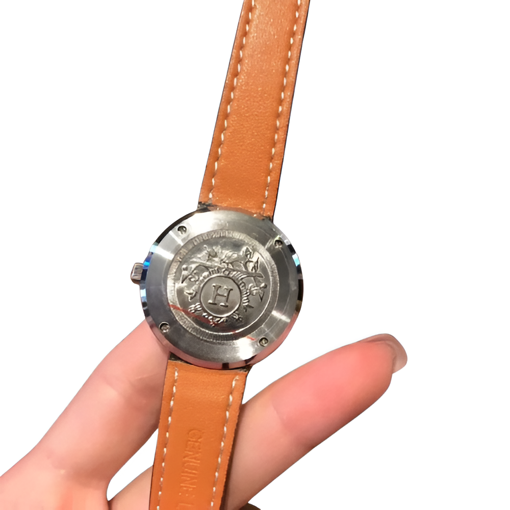 Hermes Dual Round Dial Watch Set - Brown Leather Straps
