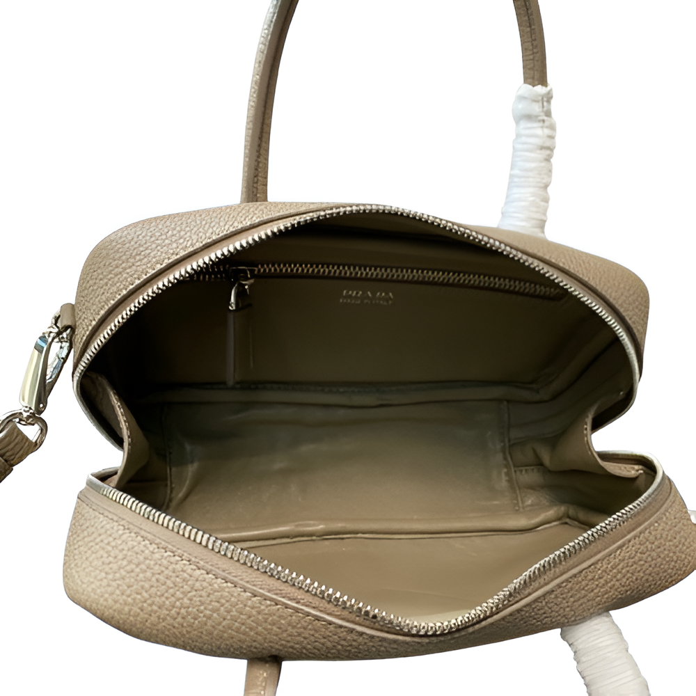 Prada Beige Leather Mini Duffle Bag
