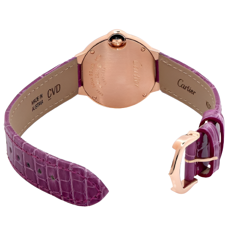 Cartier Ballon Bleu Rose Gold & Purple Leather Women's Watch