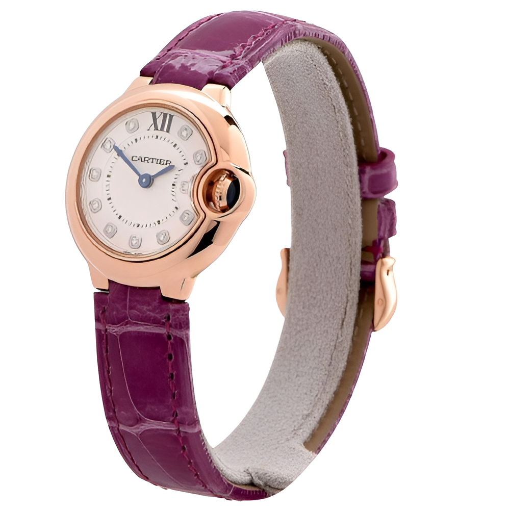 Cartier Ballon Bleu Rose Gold & Purple Leather Women's Watch