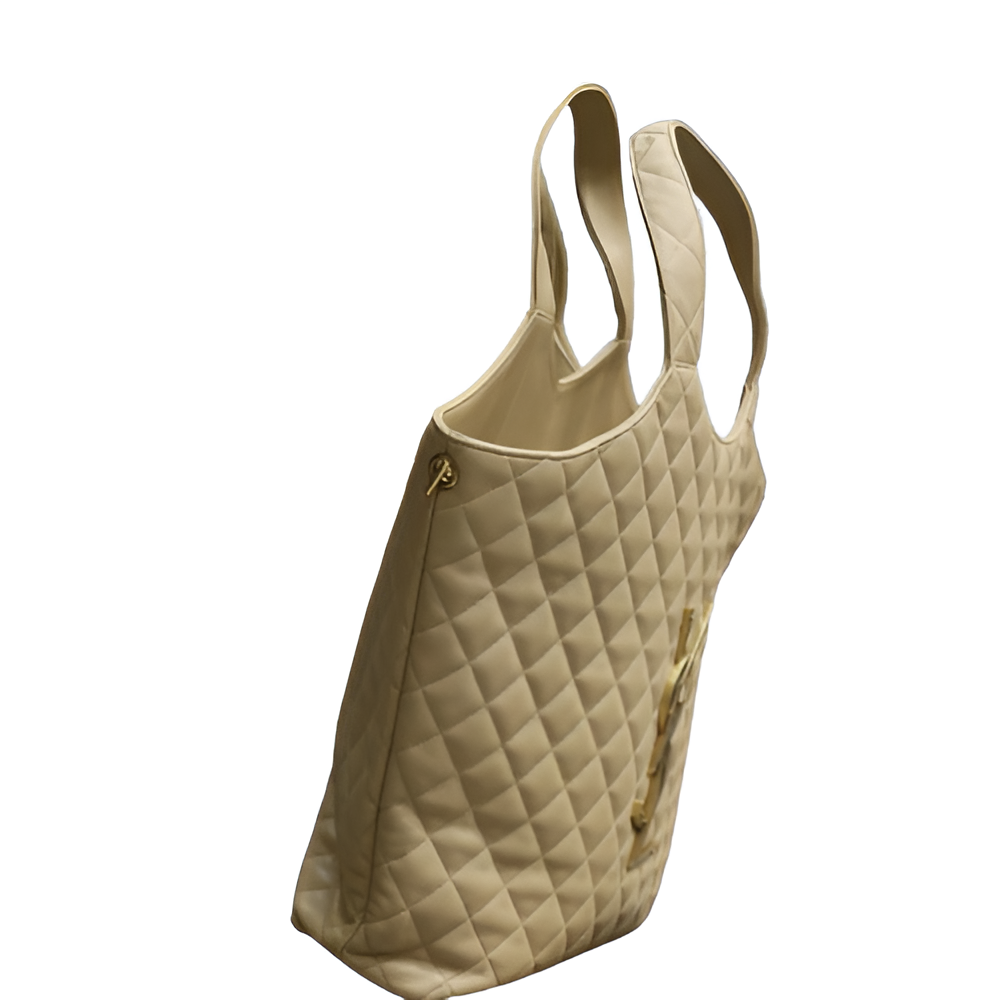 YSL Beige Quilted Tote Bag