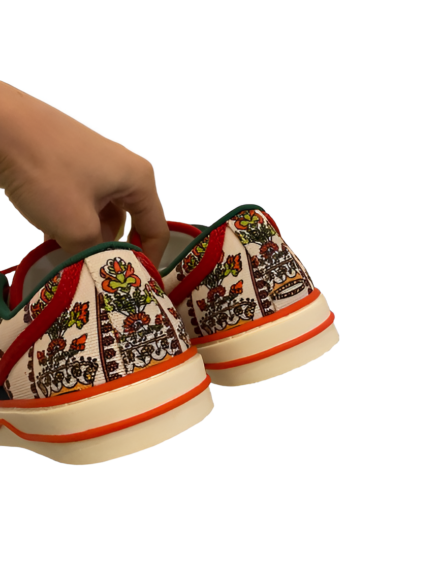 Gucci Men's Red Floral Print Sneakers