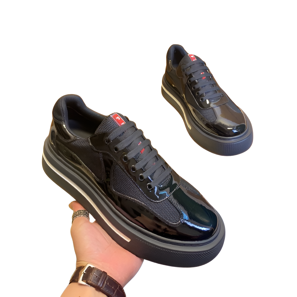 PRADA Men's Glossy Black Sneakers