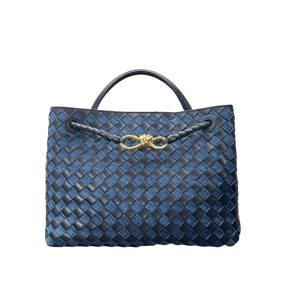Bottega Navy Woven Leather Tote