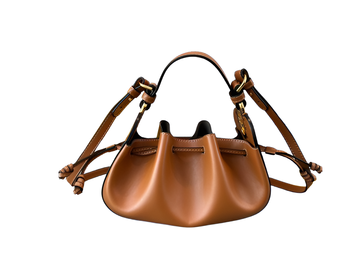 Fendi Tan Leather Drawstring Handbag