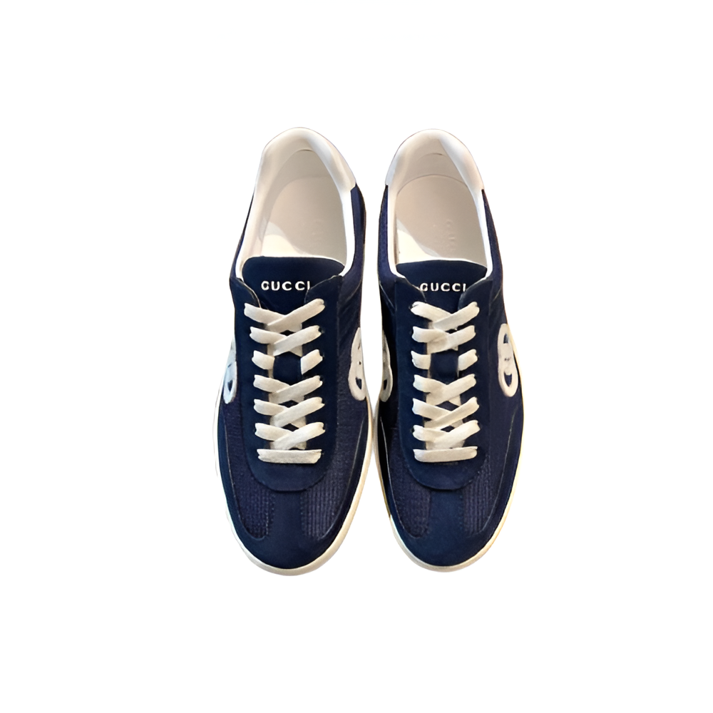 GUCCI Men's Navy Blue Sneakers with White Accents