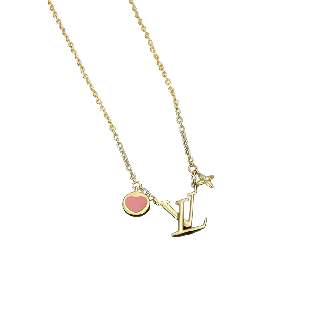 LV Pink Heart Charm Necklace