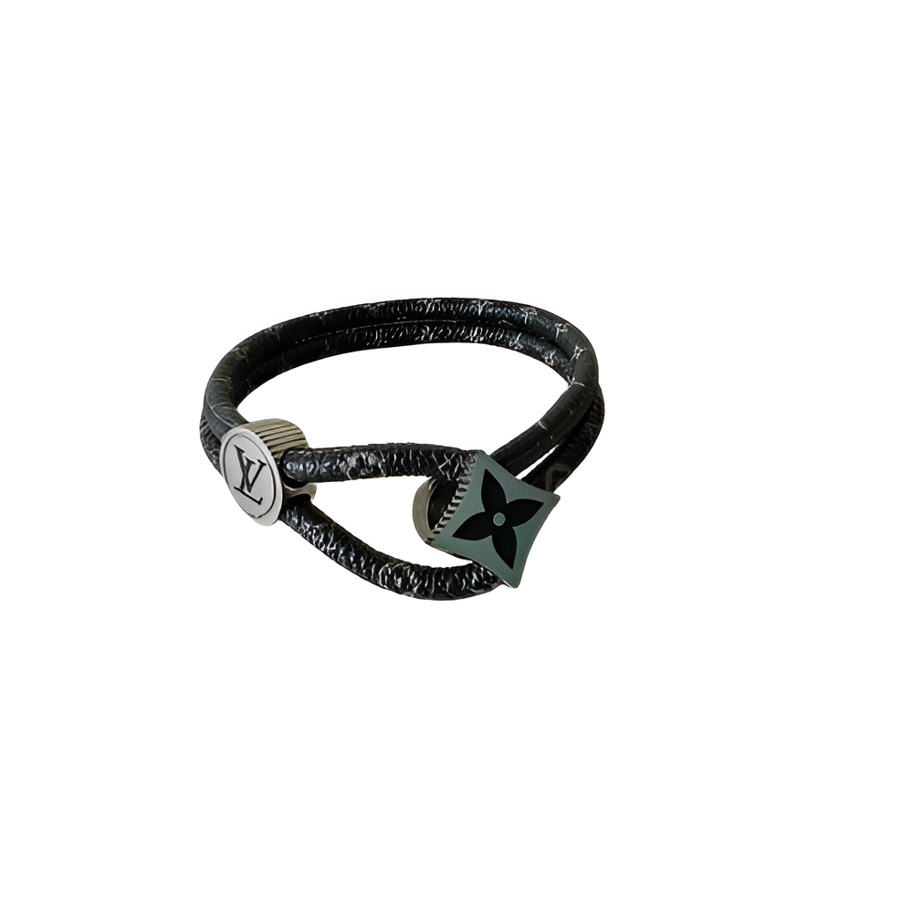 Louis Vuitton Black Leather Wrap Bracelet
