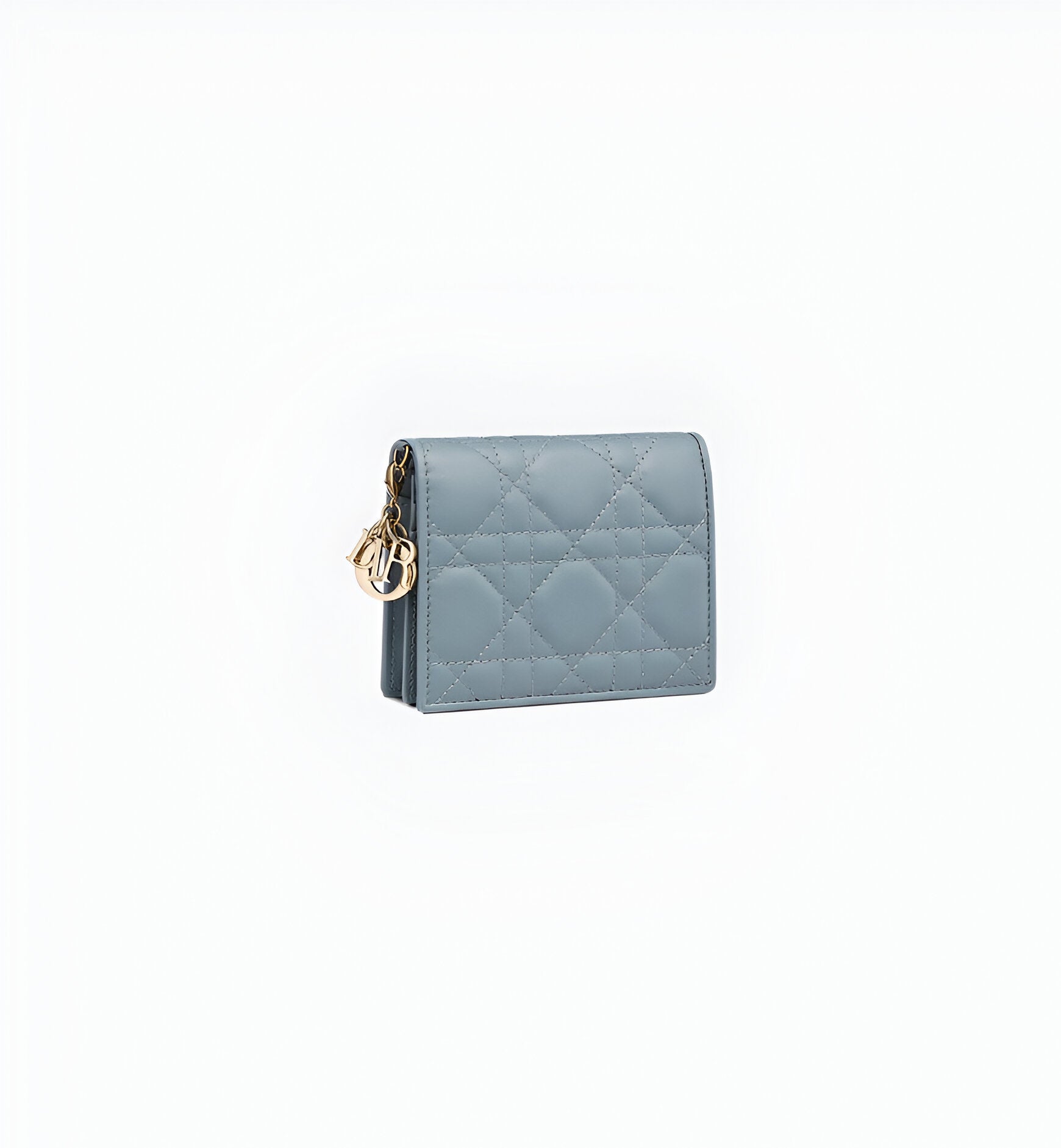 Dior Light Blue Quilted Leather Card Holder