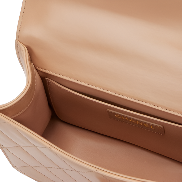 CHANEL Quilted Beige Flap Bag