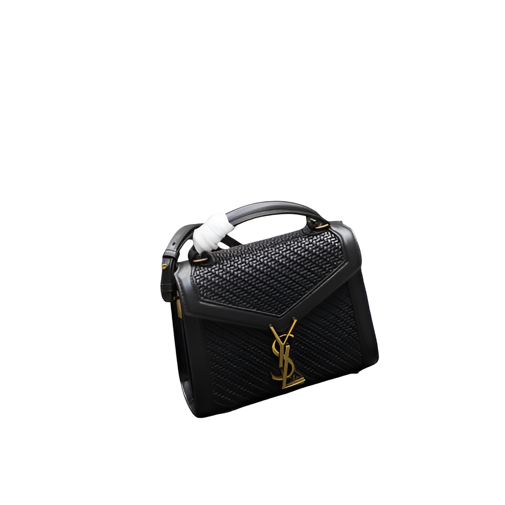 YSL Black Woven Leather Handbag