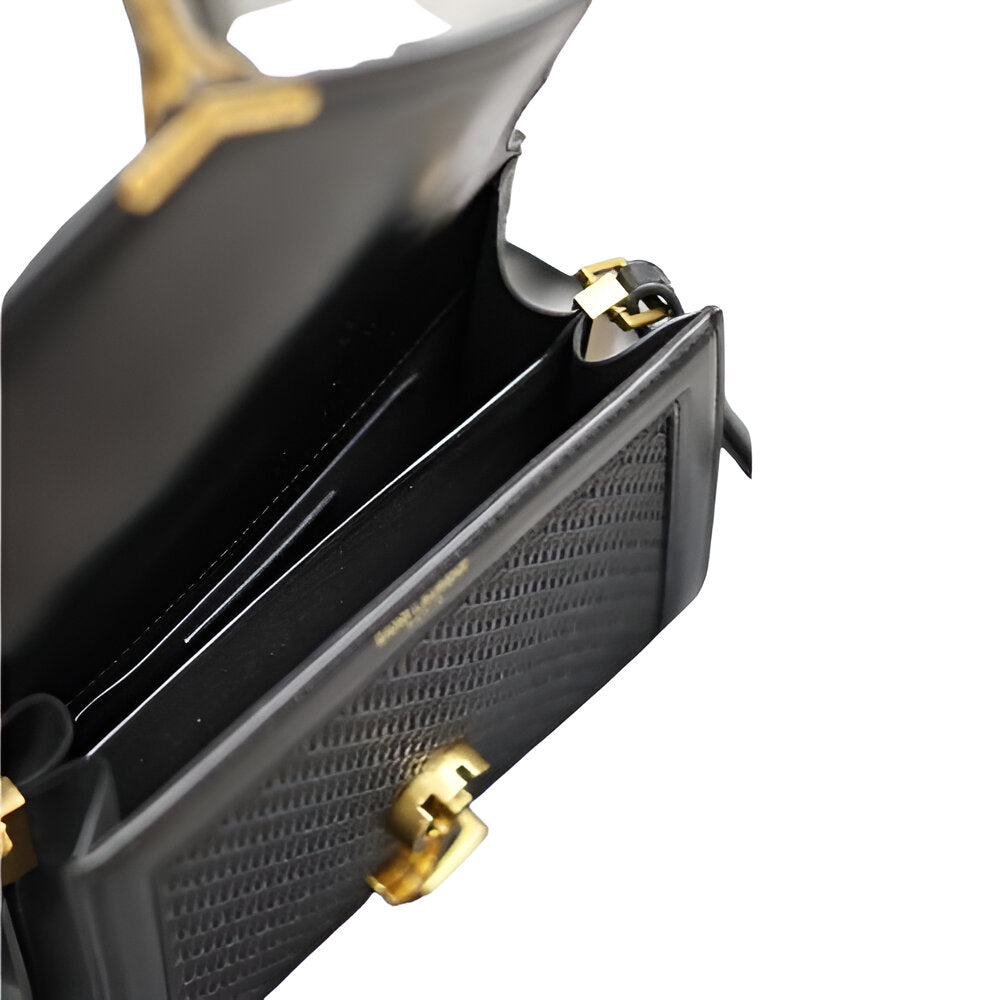 YSL Black Woven Leather Handbag