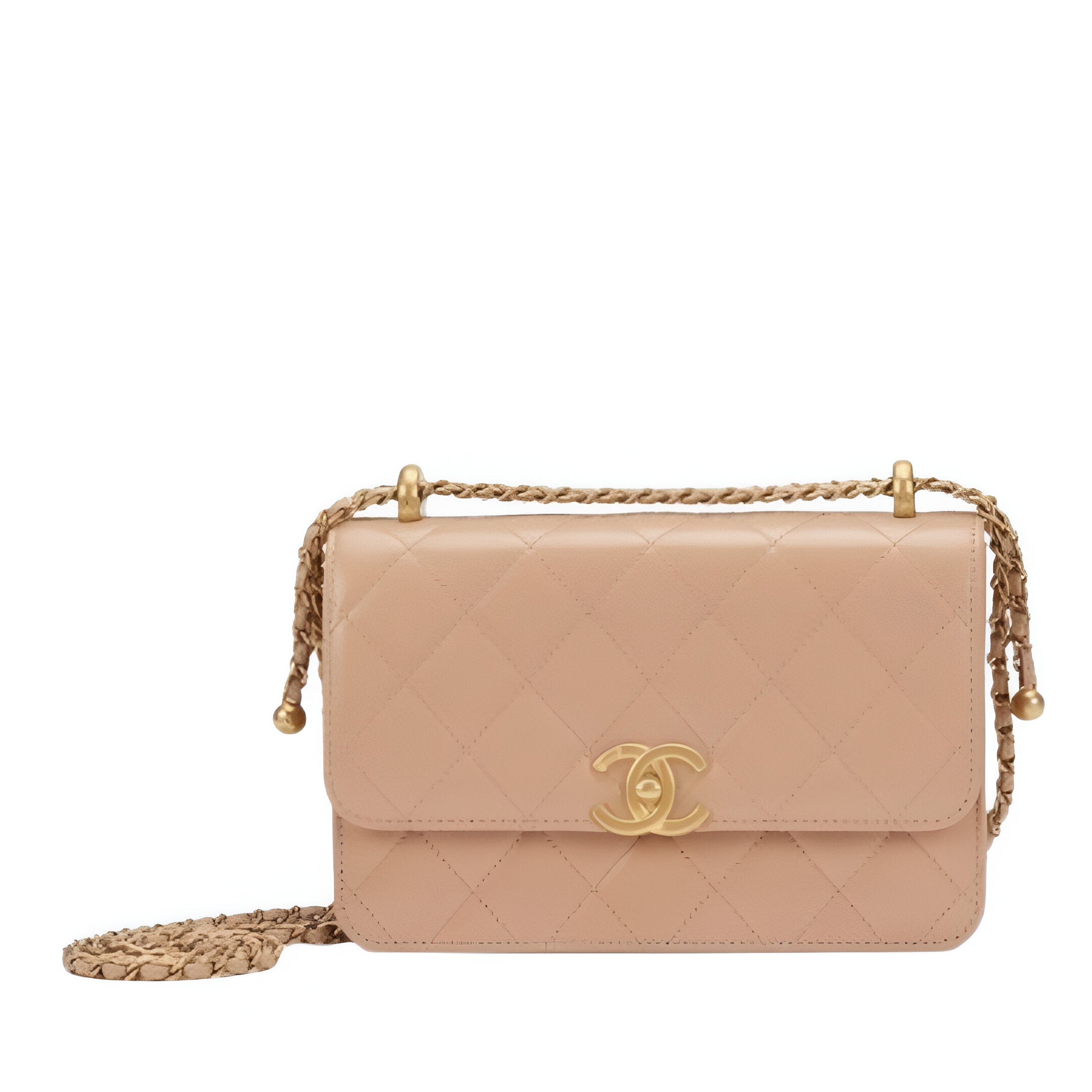 CHANEL Quilted Beige Flap Bag