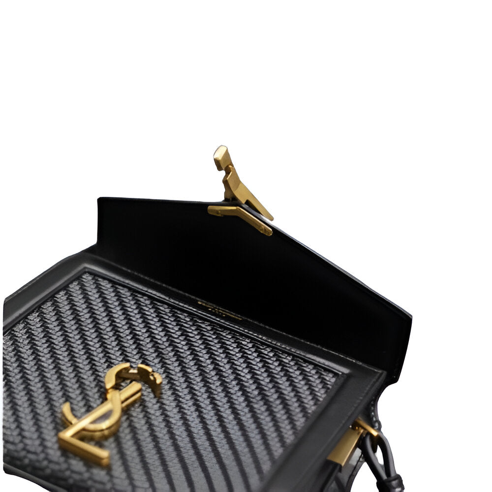YSL Black Woven Leather Handbag