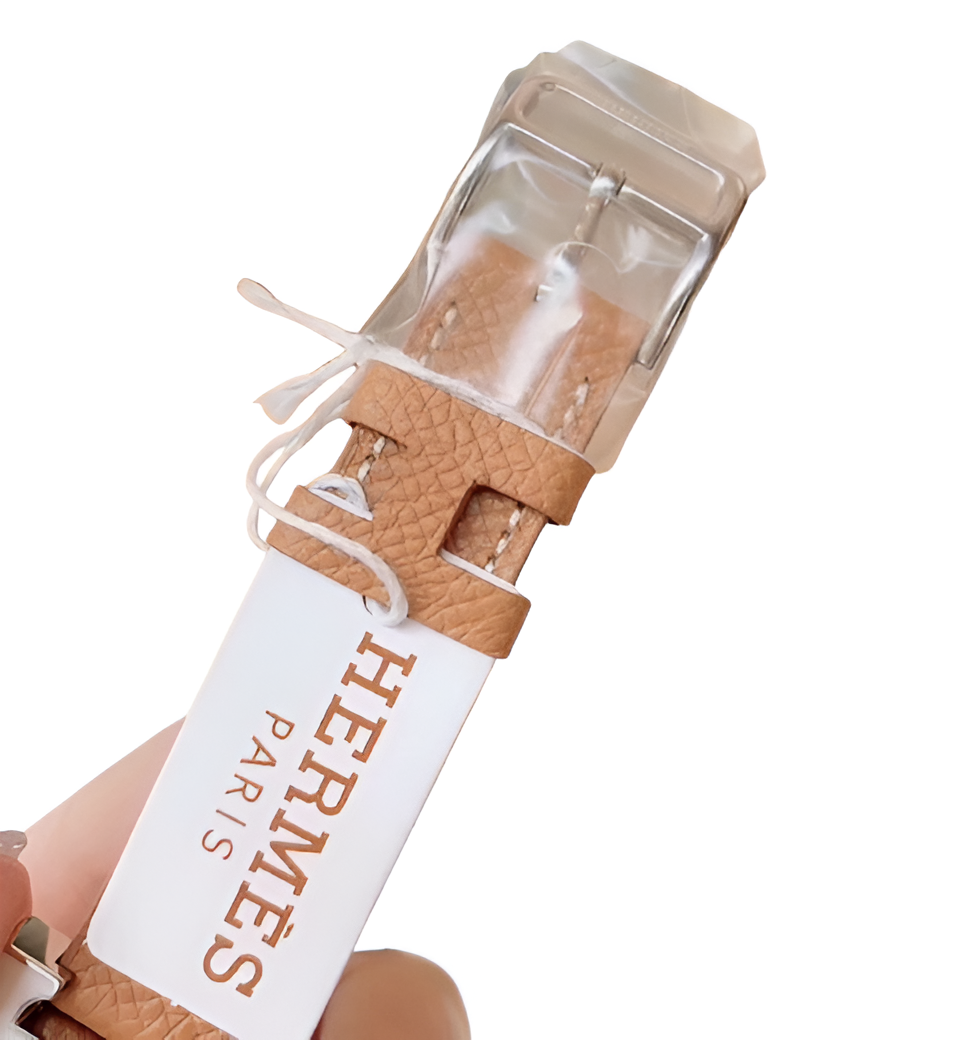 Hermes White Dial Square Watch - Brown Leather Strap