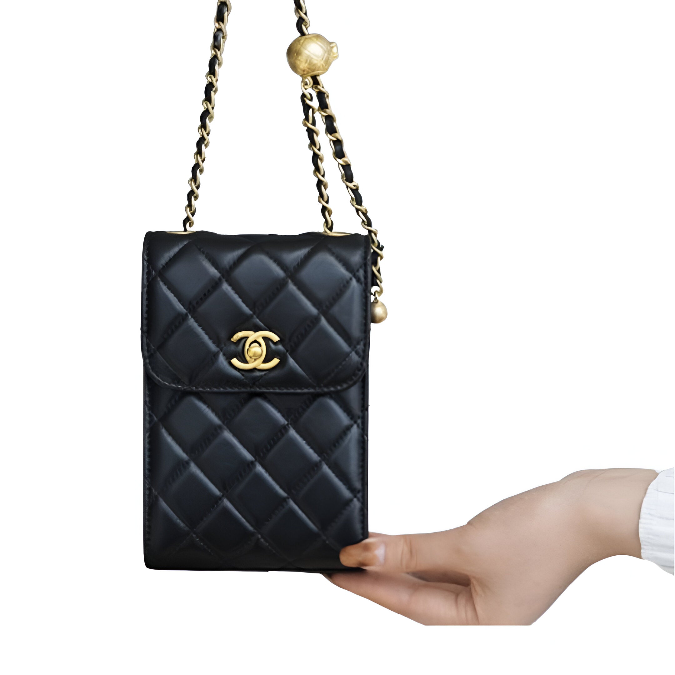 CHANEL Quilted Black Phone Bag