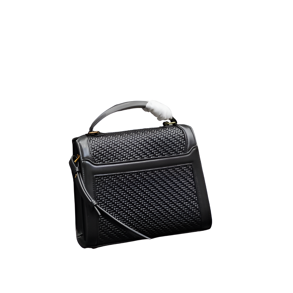 YSL Black Woven Leather Handbag