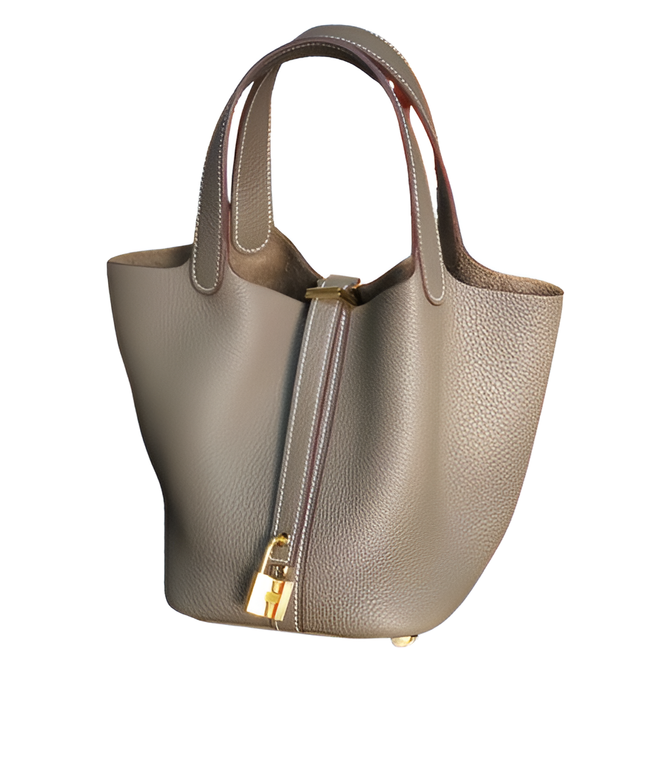 Premium Hermes-Inspired Taupe Bucket Bag
