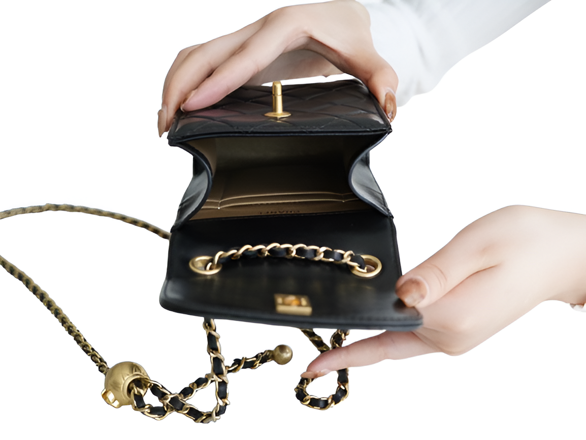 CHANEL Quilted Black Phone Bag