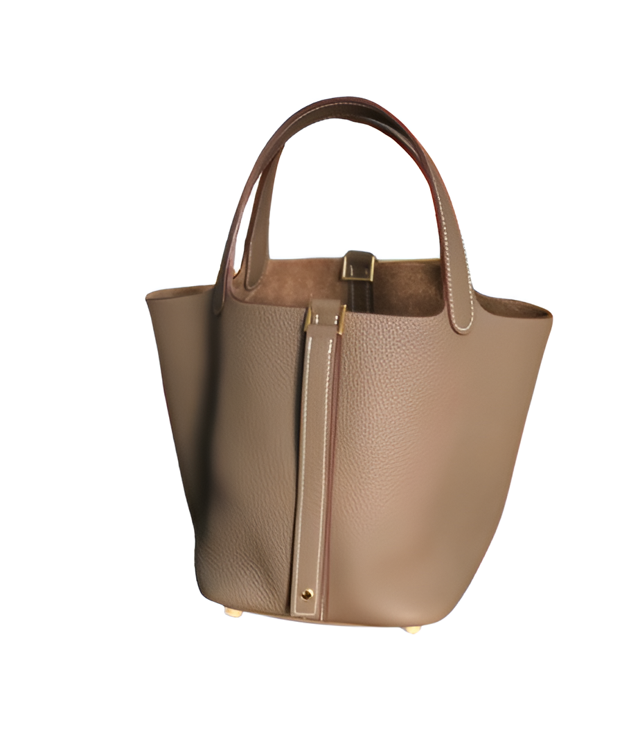 Premium Hermes-Inspired Taupe Bucket Bag