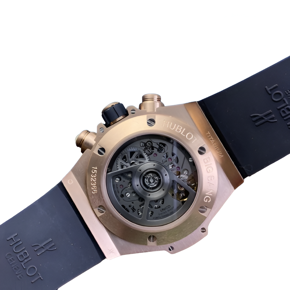 Hublot Rose Gold Skeleton Dial Men's Chronograph Watch