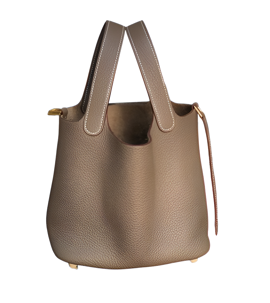 Premium Hermes-Inspired Taupe Bucket Bag