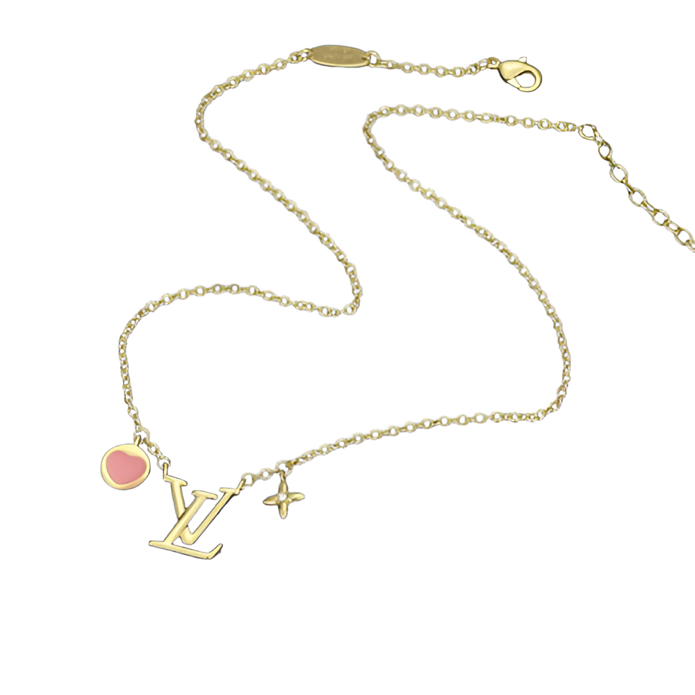 LV Pink Heart Charm Necklace