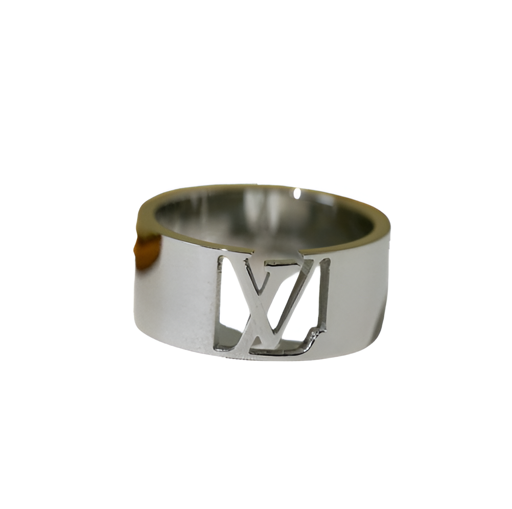 LV Initials Cutout Ring Trio - Gold, Silver & Rose Gold